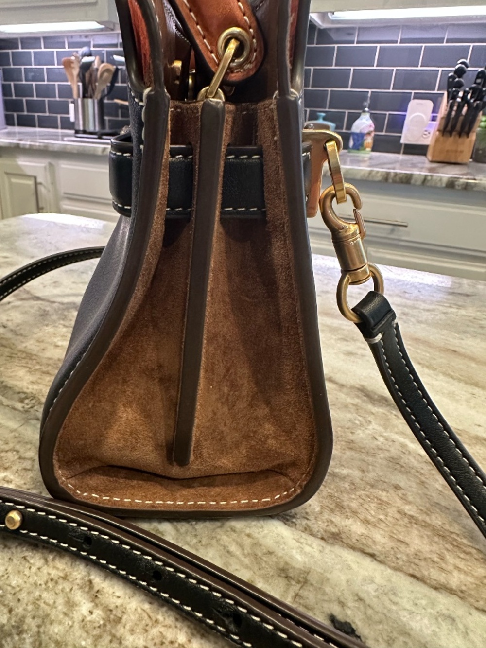 Tory Burch Lee Radziwill Petite Double Bag Black Crossbody + Dust Bag - Picture 10 of 16
